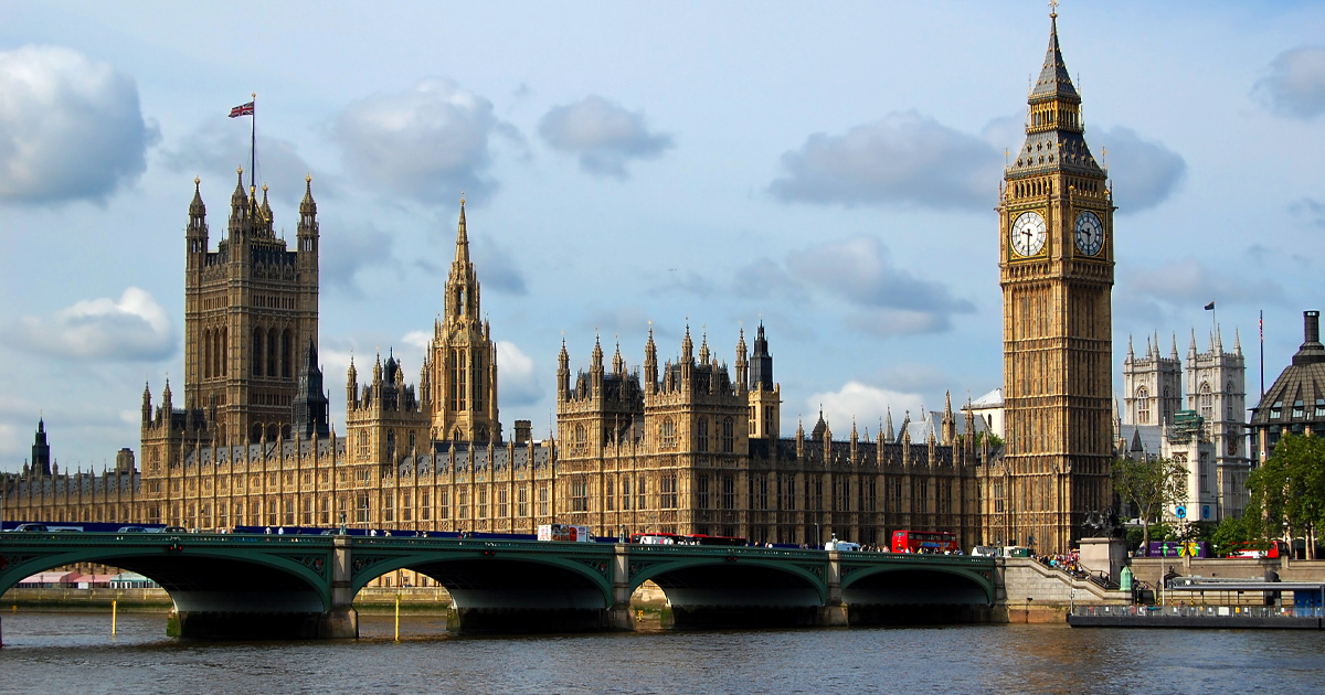 The houses of Parliament and Big Ben, London.