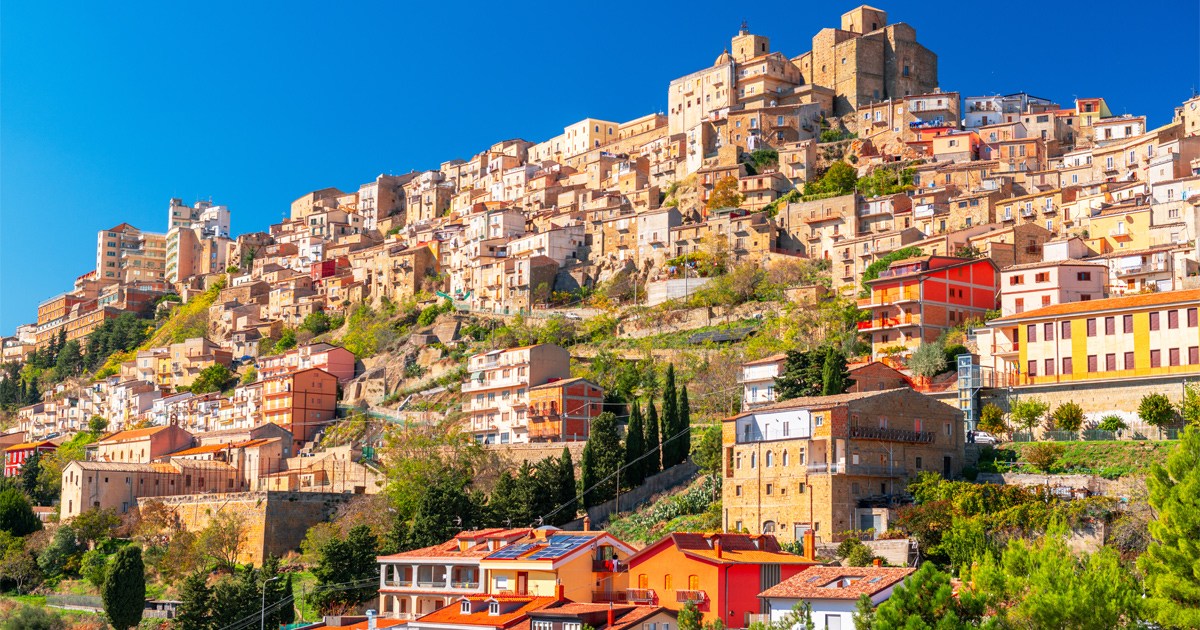 Ancient hillside town in Sicily, Italy.