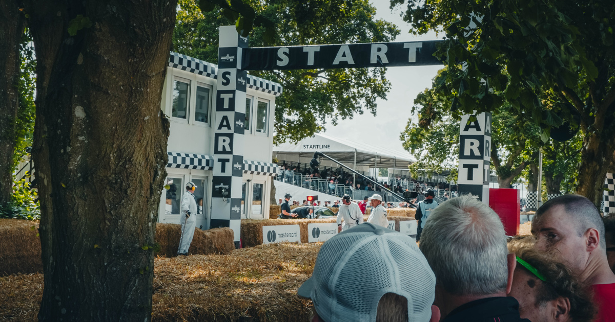 The start line with hay bales at Goodwood Festival of Speed