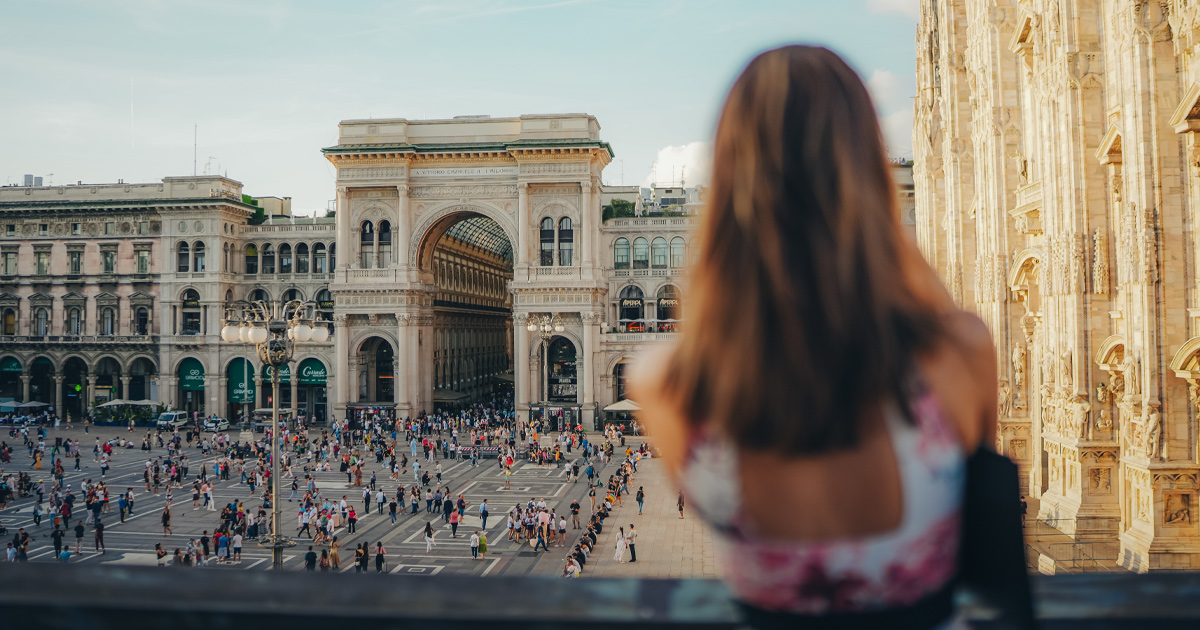 Frontage of the Galleria Vittorio Emanuele II, Milan, Italy