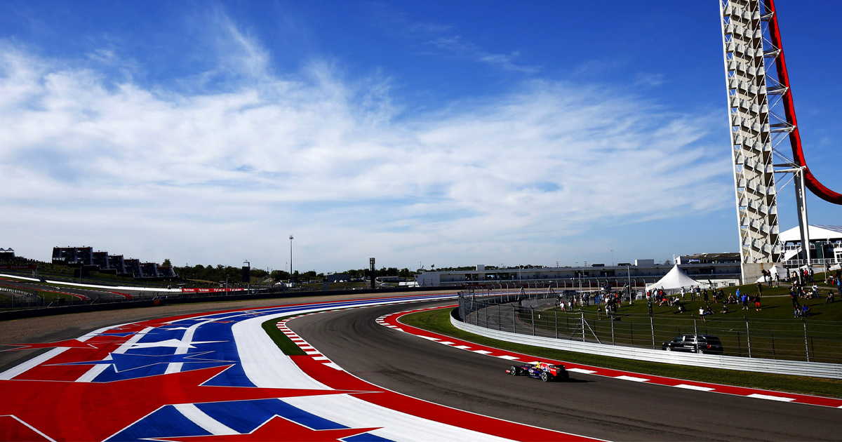 Stars and stripes adorn a corner at the US Grand Prix