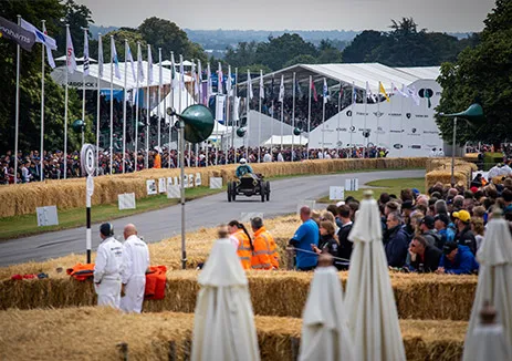 Experience the hillclimb from Clark Pavilion at the Goodwood FoS