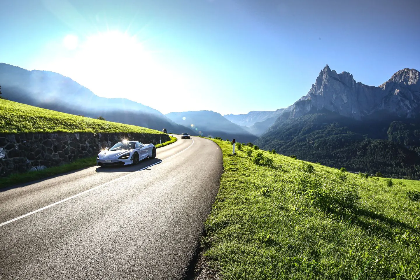McLaren driving in the Dolomites on a supercar driving tour of Italy