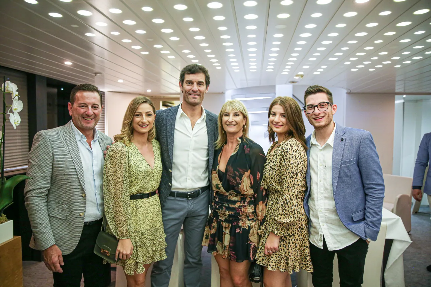 Guests on yacht with Mark Webber enjoying hospitality during F1 Monaco Grand Prix